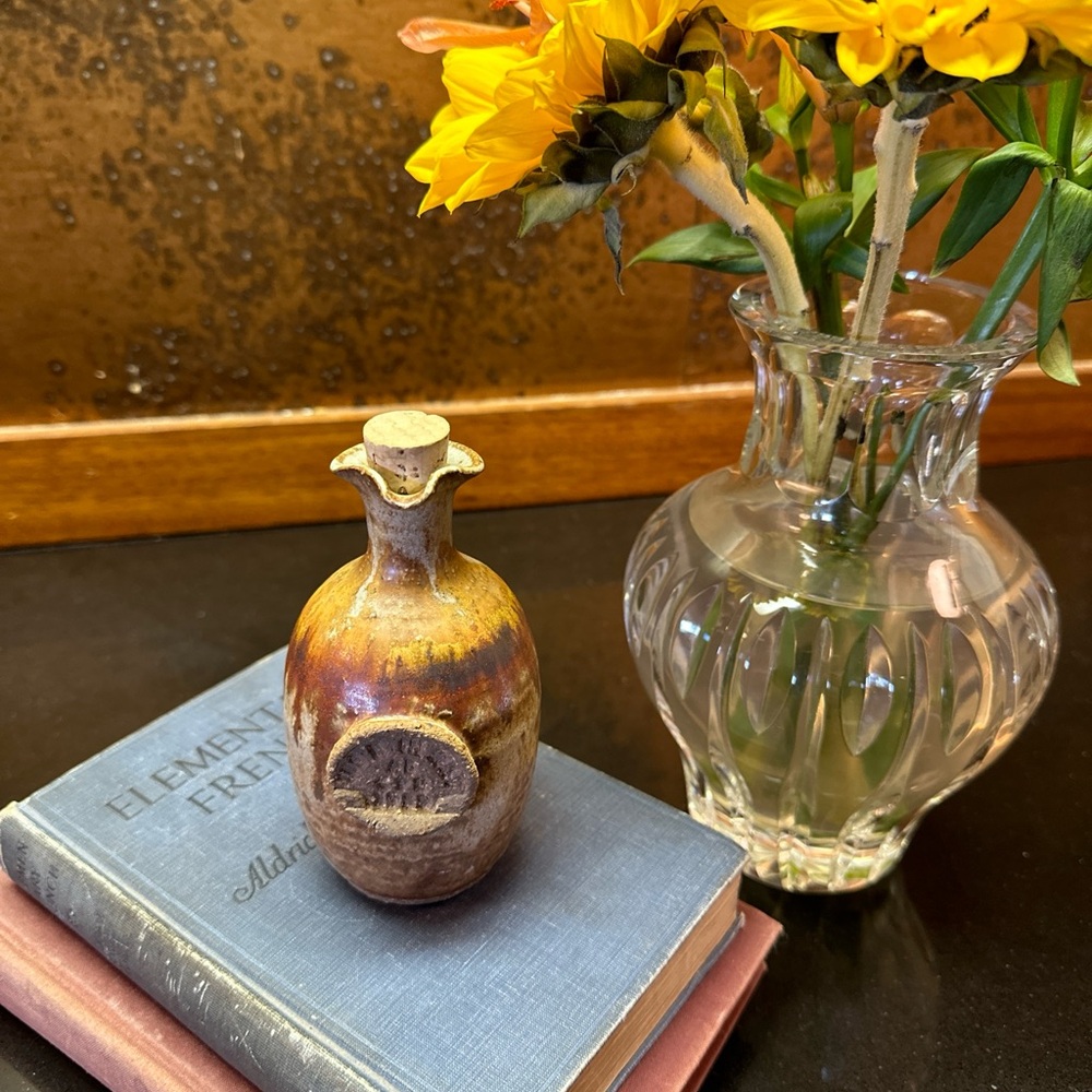 Pottery Cruet With Cork Stamped p